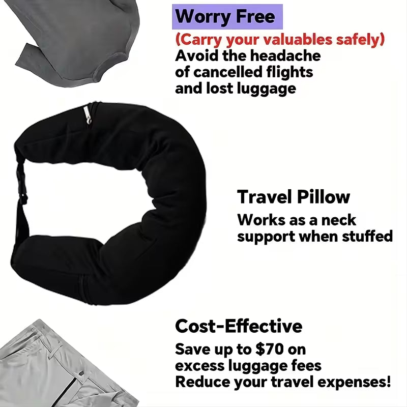 Multifunctional Neck Pillow Crossbody Bag, Unisex Student Travel Pack, Convenient, Space-Saving Pillow Bag Hide Extra Carry-Ons