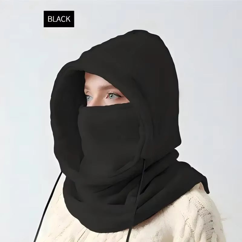 Convenient traveller's Knit Windproof Balaclava, Outdoor Mask, Neck Protection, Cold Insulation, Integrated with Fleece Face Protection Hoodie