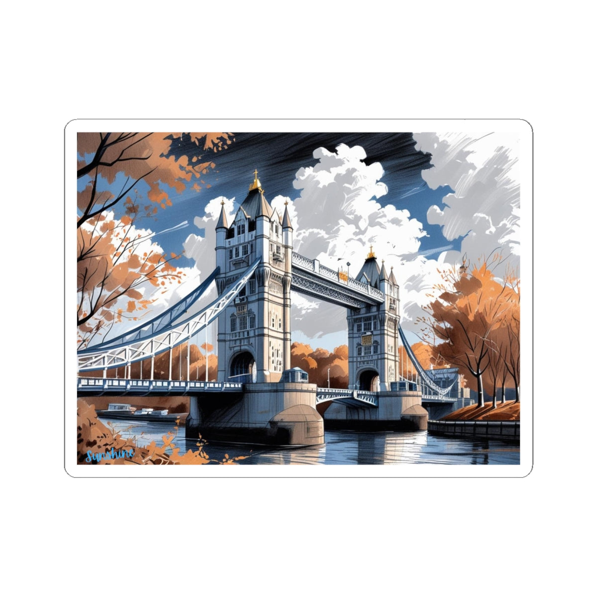 Vintage London Bridge Kiss-Cut Stickers | Aesthetic Art Decor, Travel Gifts, Scrapbooking, Journal Accessories, Unique Wall Decor