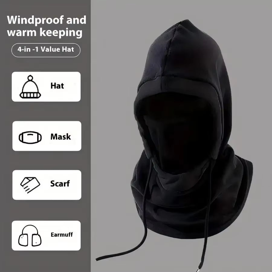 Convenient traveller's Knit Windproof Balaclava, Outdoor Mask, Neck Protection, Cold Insulation, Integrated with Fleece Face Protection Hoodie