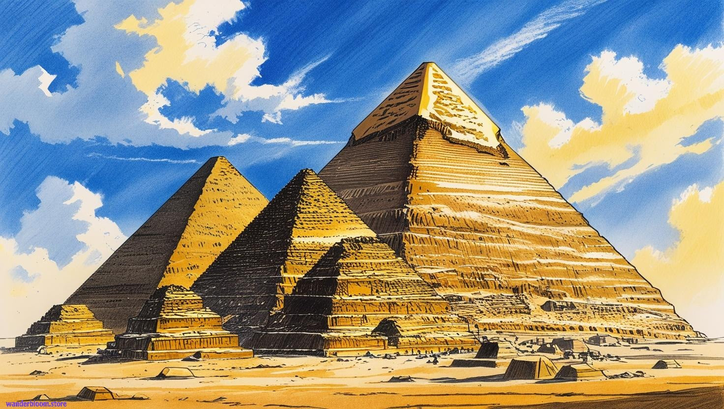 SELF-PRINTABLE : Pyramids of Egypt  (12 pieces)